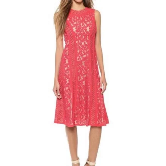 chinese dress ladies BCBGMAXAZRIA Karey Maxi Lace Detail Turkish Pink Dress – Runway Catalog main image 0